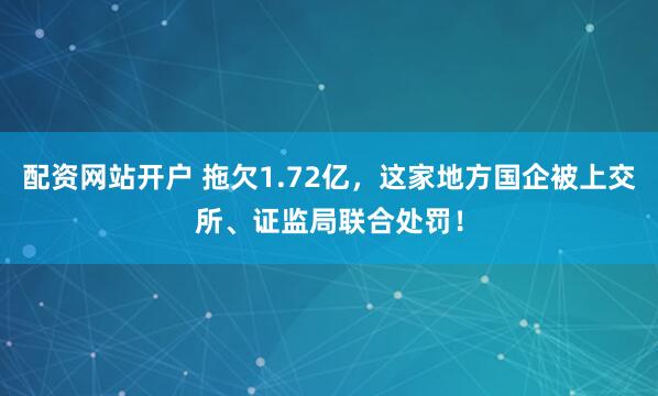 配资网站开户 拖欠1.72亿，这家地方国企被上交所、证监局联合处罚！